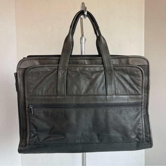Heritage Expandable Portfolio Computer Black Cowhide Leather Bag #12215B - Picture 3 of 13